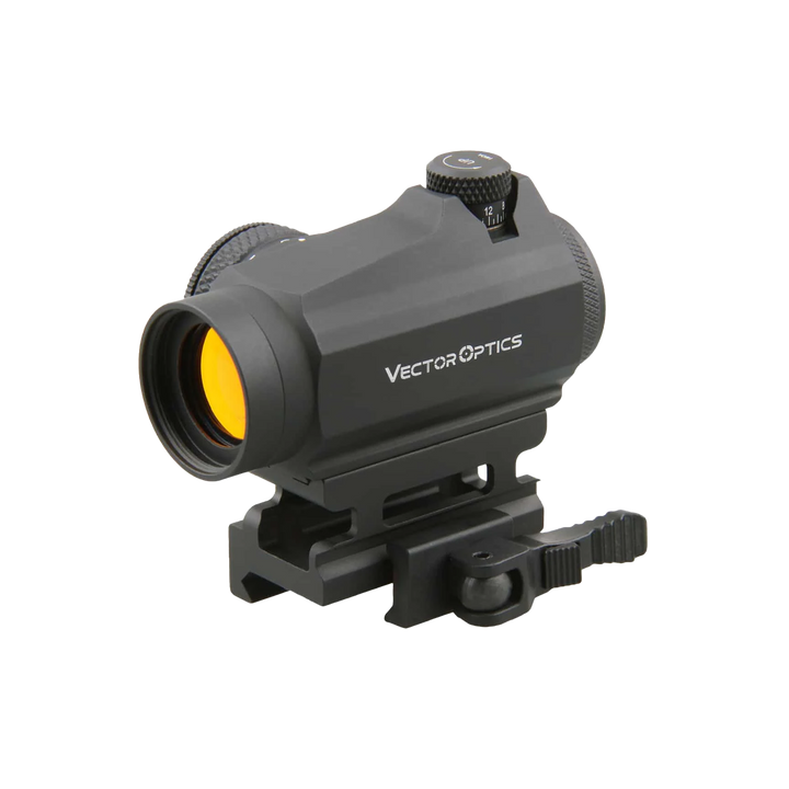 Vector Optics Maverick 1x22 GenII - Sort - skrått forfra med QD-montasje