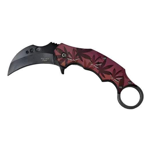 Cuchillo plegable táctico estilo Karambit - Hojas rosas