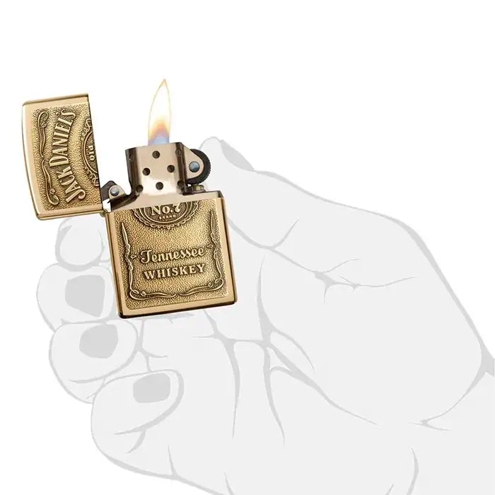 Encendedor Zippo - Logotipo de Jack Daniels - Encendedor de color latón