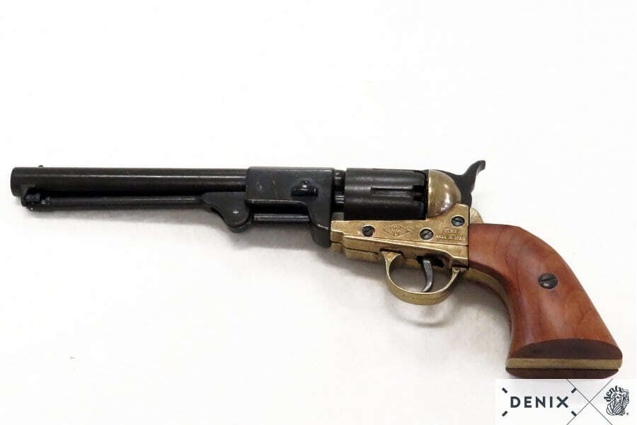 Denix - American Navy Revolver 1851 Replika – Klassisk Borgerkrigsrevolver i Metall og Tre