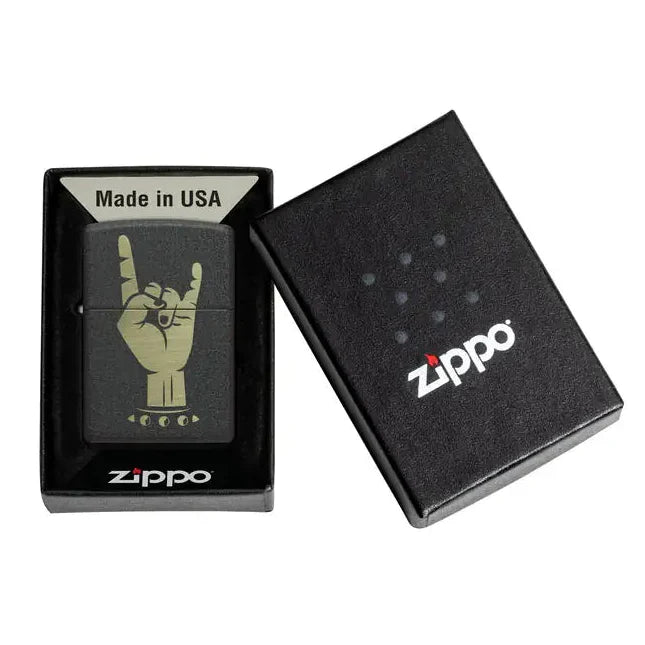 Zippo - Rock On Motiv - Black Crackle Lighter