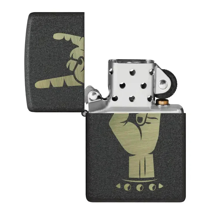 Zippo - Rock On Motiv - Black Crackle Lighter