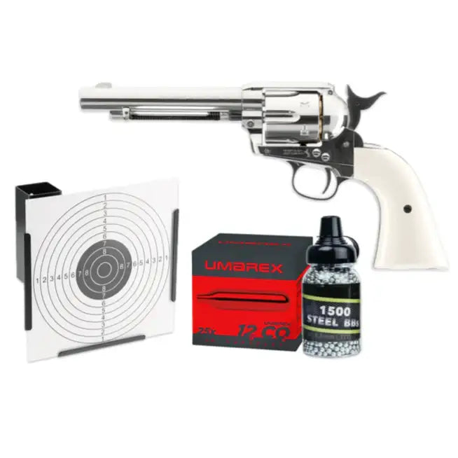 Colt Peacemaker SAA .45 - 4.5mm BB - Nickel - PAKKESETT - Game-On.no