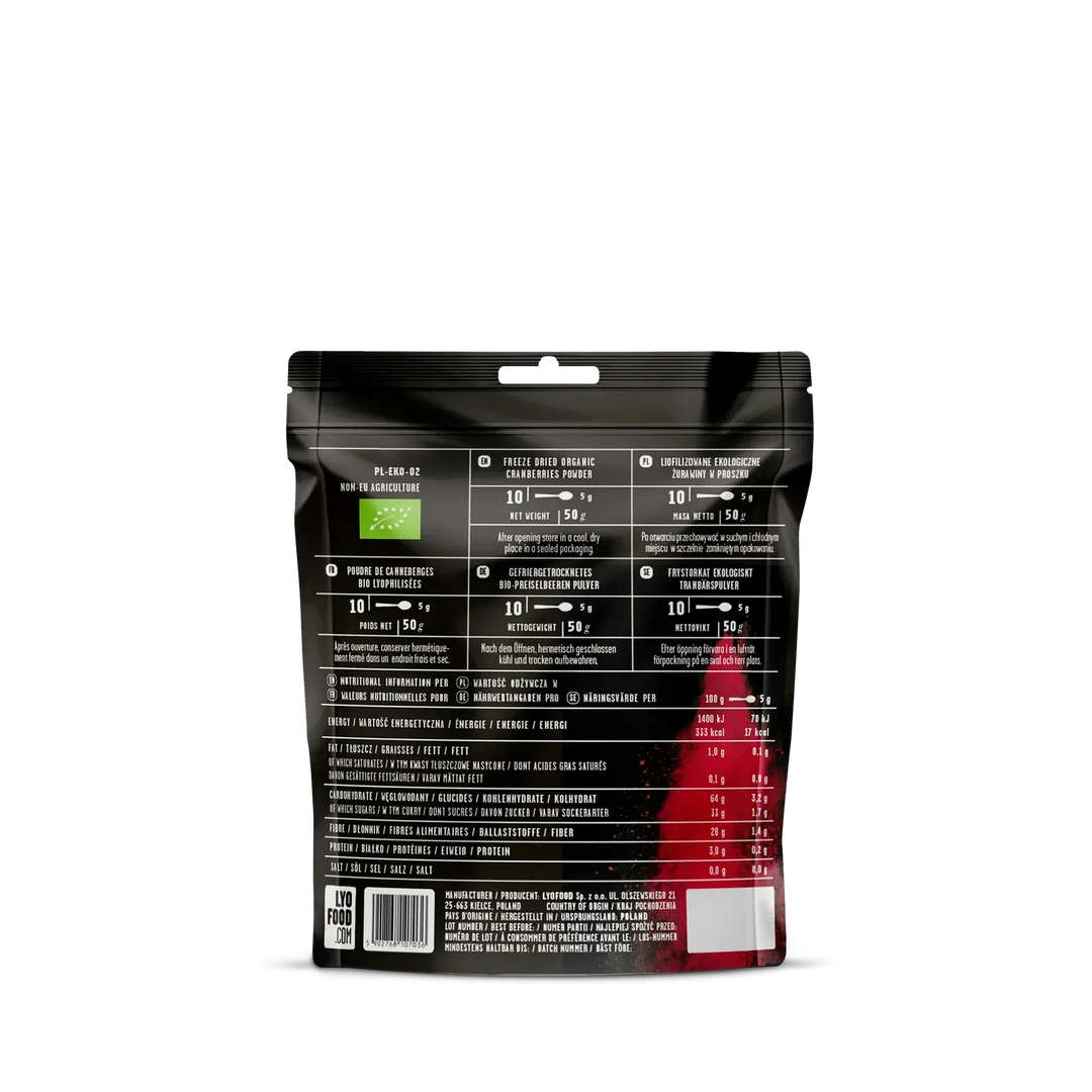 LYOFOOD Økologisk Tranebærpulver – Superfrukt for smoothie og grøt - Game-On.no
