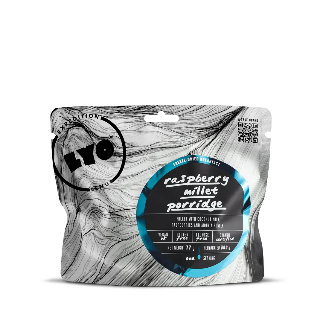LYOFOOD Raspberry Millet Porridge – Økologisk grøt med hirse, bringebær og aronia - Game-On.no
