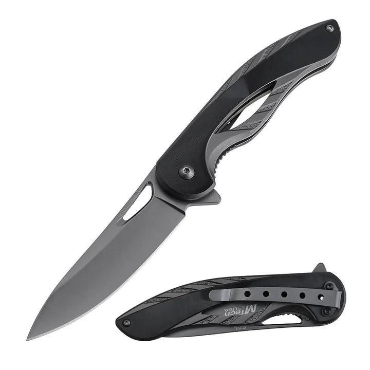 Cuchillo plegable EDC con pivote de borde fino y clip para cinturón