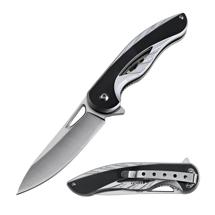 Cuchillo plegable EDC con pivote de borde fino y clip para cinturón