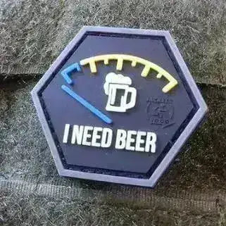 Patch - I Need Beer Rubber - Blå - Game-On.no