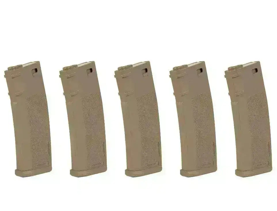 SA - 5stk S-Magasin til M4/M16 Airsoft - 125skudds Mid-Cap - Tan - Game-On.no