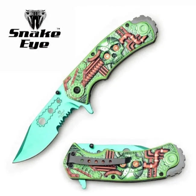 Cuchillo plegable táctico Fantasy Skull - Verde