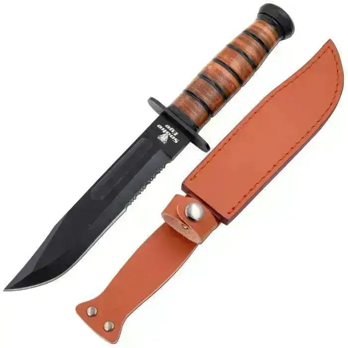 SE - USMC Style Kniv Halv Serratert med Skinnslire - Game-On.no