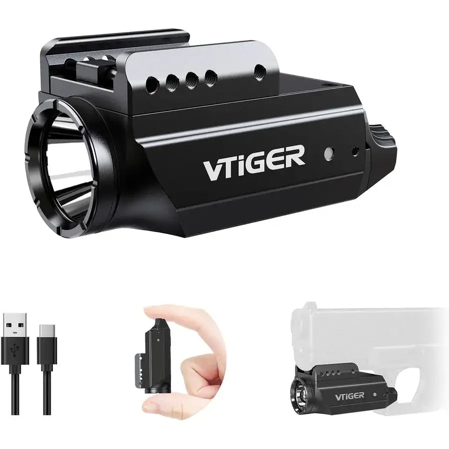 VTiGER - PL1 Oppladbar og Kompakt Lykt til Pistol - 1000 Lumen - 21mm Montasje - Game-On.no