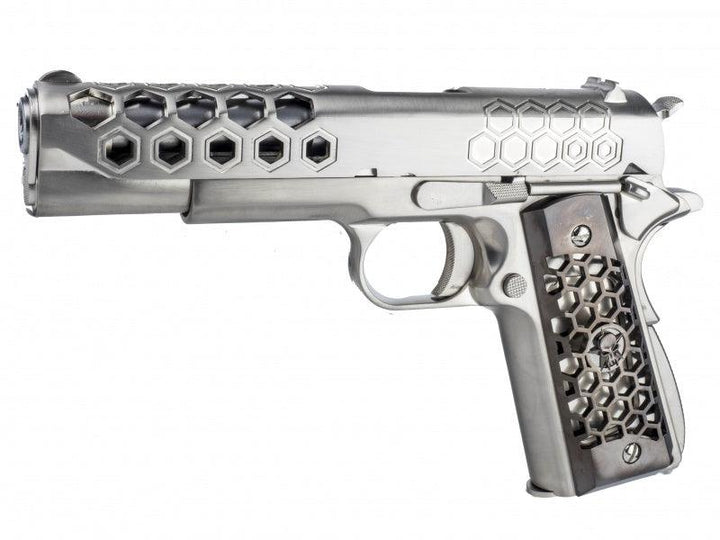 WE - 1911 Hex Style Silver - Gass Softgun med Blowback - gameon.eu