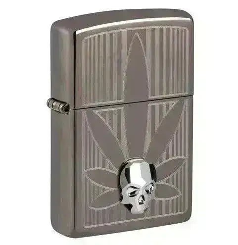 Zippo Lighter - Cannabis og 3D Hodeskalle - Game-On.no