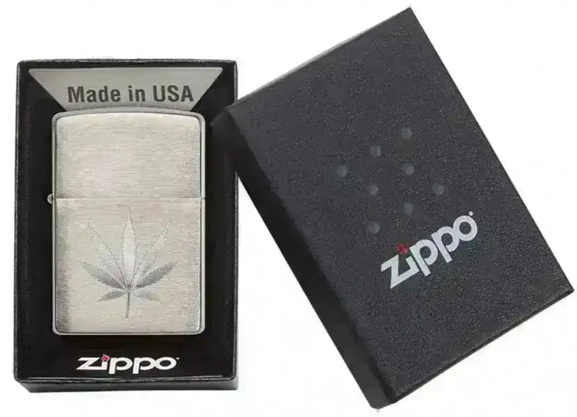 Zippo Lighter - Chrome Marijuana Leaf - Game-On.no