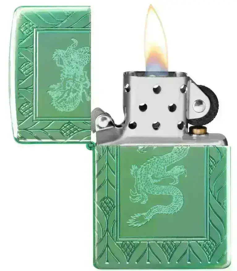Zippo Lighter - Green Elegant Dragon - Armor 360 Degree Limited - Game-On.no