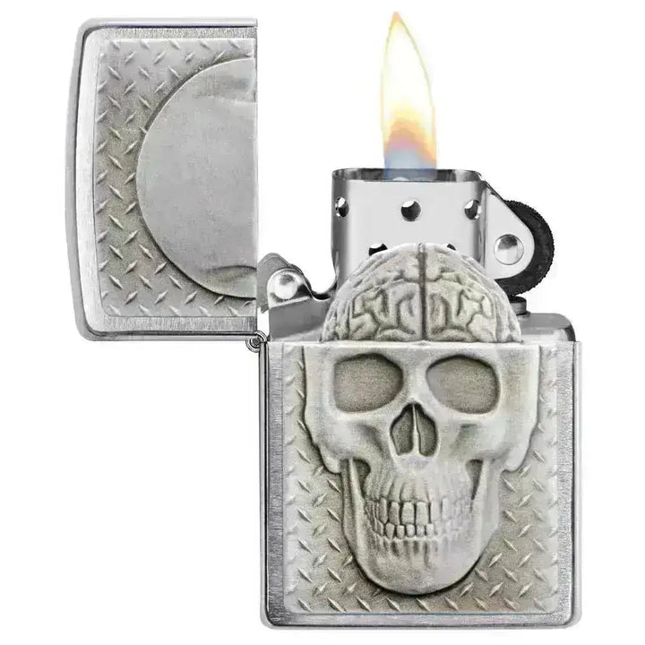 Zippo Lighter - Skull with Brain Surprise - Game-On.no