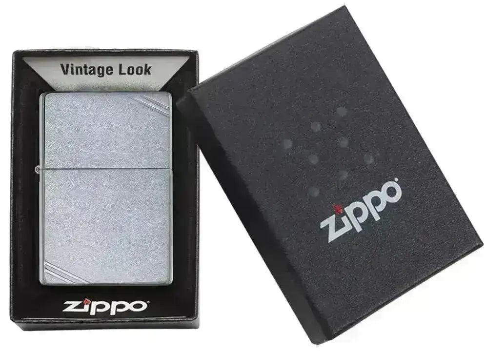 Zippo Lighter - Street Chrome? Vintage with Slashes - Game-On.no