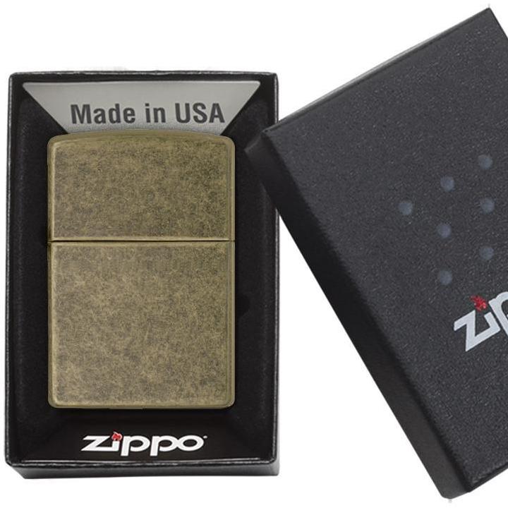 Zippo - Plain Antique Brass - Game-On.no