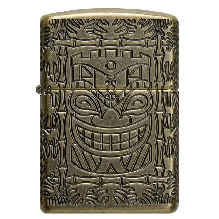 Zippo - Tiki Design Armor® - Antique Brass Lighter - Game-On.no